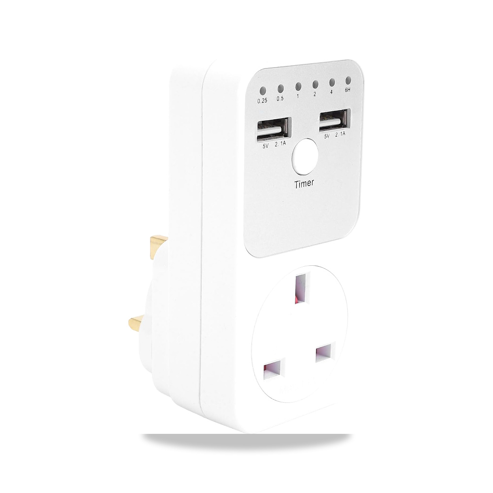 صورة منتج انادوي مقبس مؤقت مزدوج للتحكم في المملكة المتحدة، 2 منفذ USB، مخرج خارجي للثلاجة 16 امبير 3680 واط، مفتاح عد - كود الصنف reemco-2027-1868935 - ماركة يباع من خلال reemco - توريد وتصوير حصري لشركة ريمكو القابضة السعودية