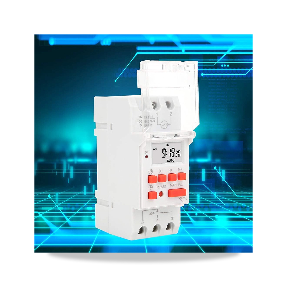 صورة منتج جيني مفتاح مؤقت LCD TM919B-1 30 امبير، مرحل تحكم قابل للبرمجة للاستخدام المنزلي، بلاستيك، حامل قضيب دي اي ان - كود الصنف reemco-2027-1869848 - ماركة يباع من خلال reemco - توريد وتصوير حصري لشركة ريمكو القابضة السعودية
