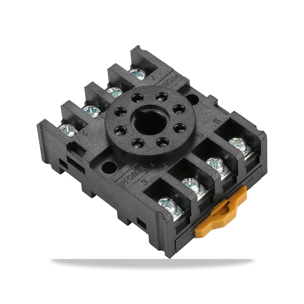 صورة منتج ايكام قاعدة مرحل لـ JQX-10F، لمرحل دبوس دائري 8 دبابيس، مع قابس متوافق مع وAH3 اياكام – 12 فولت – المادة بلاستيك - كود الصنف reemco-2027-1870180 - ماركة يباع من خلال reemco - توريد وتصوير حصري لشركة ريمكو القابضة السعودية