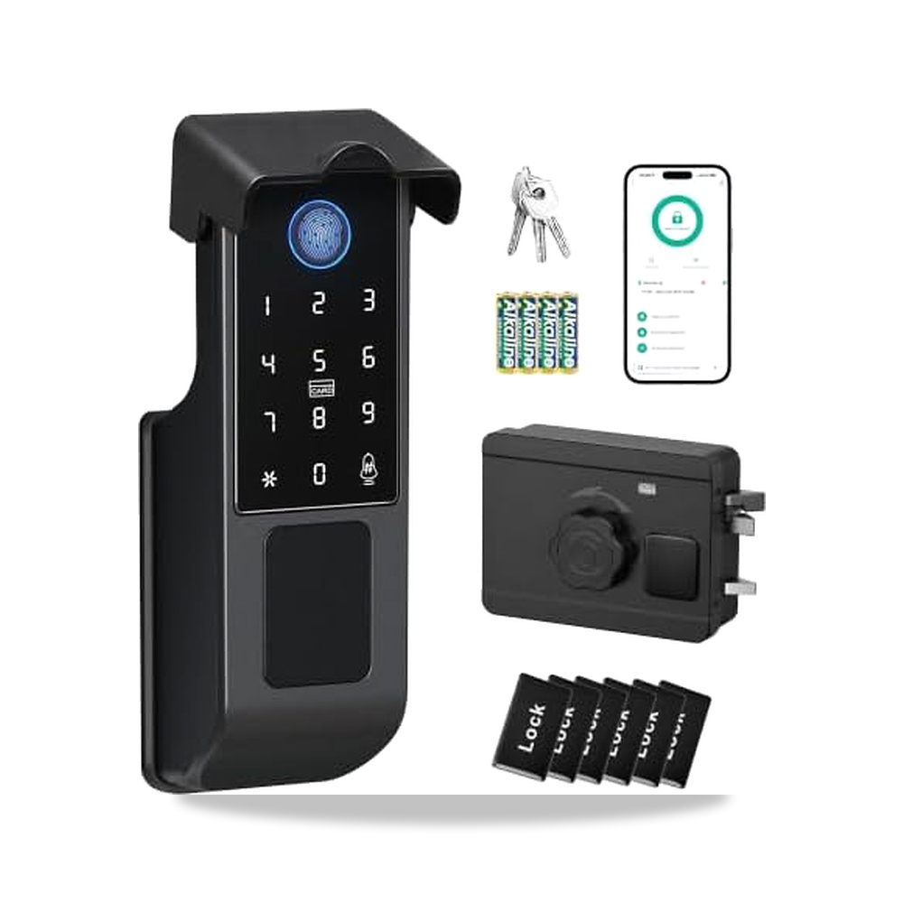صورة منتج قفل خارجي ذكي مقاوم للماء بمعيار IP65 من تيشوندريوس، يعمل بالبصمة ويدعم فتح قفل عن بعد عبر تطبيق Tuya WiFi - كود الصنف reemco-2027-1871905 - ماركة يباع من خلال reemco - توريد وتصوير حصري لشركة ريمكو القابضة السعودية