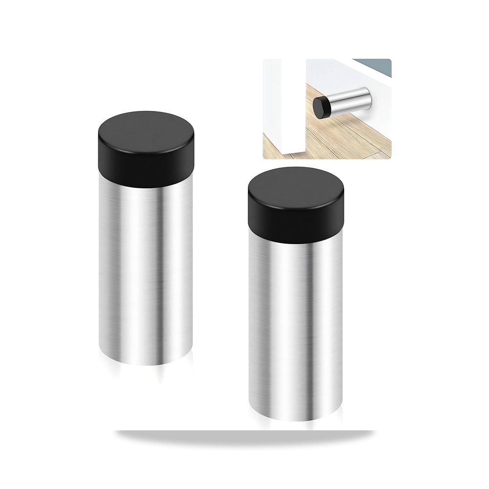 صورة منتج مصدات باب تثبت على الحائط، سدادة باب اسطوانية من الستانلس ستيل مع مصد مطاطي، حماية ارضية هادئة، حامل مانع - كود الصنف reemco-2027-1872952 - ماركة يباع من خلال reemco - توريد وتصوير حصري لشركة ريمكو القابضة السعودية