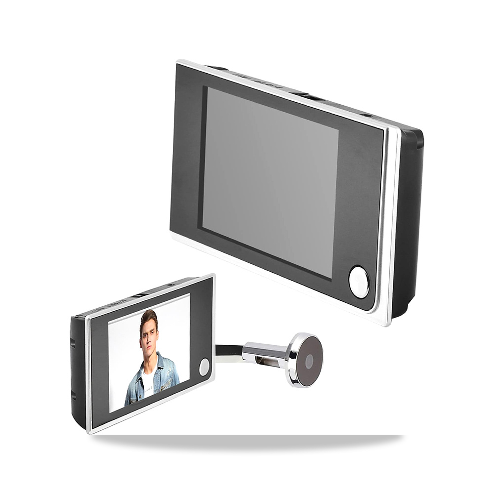 سوكوبيتا جرس باب رقمي صغير HD ذكي بشاشة LCD داخلية 3.5 بوصة موديل سوكوبيتا عارض رقمي - اللون فضي + أسود