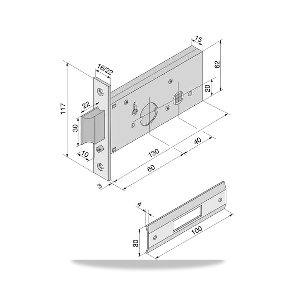 صورة منتج مخلب قفل من ويلكا 12360020SR / Mand Ent mm 60 F 22 – بدون روزيتات Welka – 25 x 10 x 5 سم – المادة سبيكة صلب - كود الصنف reemco-2027-1877314 - ماركة يباع من خلال reemco - توريد وتصوير حصري لشركة ريمكو القابضة السعودية
