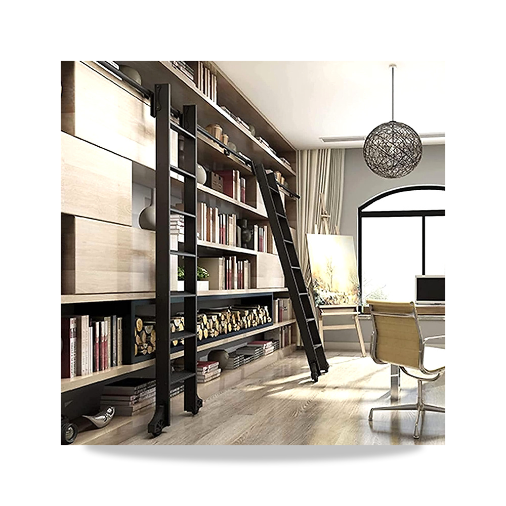 صورة منتج نظام مسار سلم مكتبة قابل للسحب 3 قدم 20 قدم – مجموعة دعامة تثبيت على الحائط وبكرة مع عجلات دوارة للوصول - كود الصنف reemco-2027-1880519 - ماركة يباع من خلال reemco - توريد وتصوير حصري لشركة ريمكو القابضة السعودية