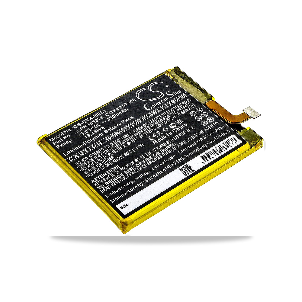 بطارية بديلة من فونسي، رقم القطعة: COX4BAT100، LPN385375، كور X4 موديل CS-CTX400SL - سعة البطارية 3500 milliamp_hours - 5,6 x 0,6 x 7 سم
