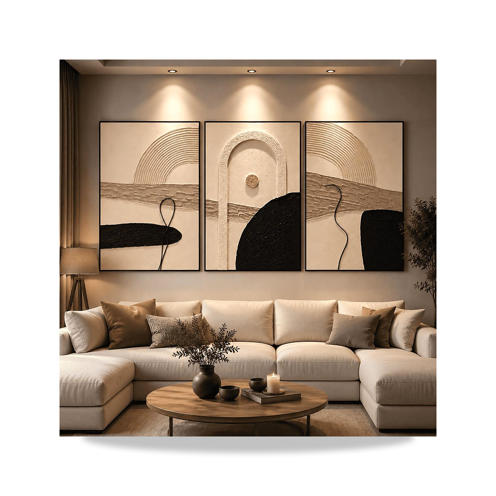 صورة منتج مجموعة لوحات فنية جدارية مزخرفة ثلاثية الابعاد مكونة من 3 قطع، مقاس 24×36 – 89,9الطول x 59,9العرض سم - كود الصنف reemco-2027-1923304 - ماركة يباع من خلال reemco - توريد وتصوير حصري لشركة ريمكو القابضة السعودية