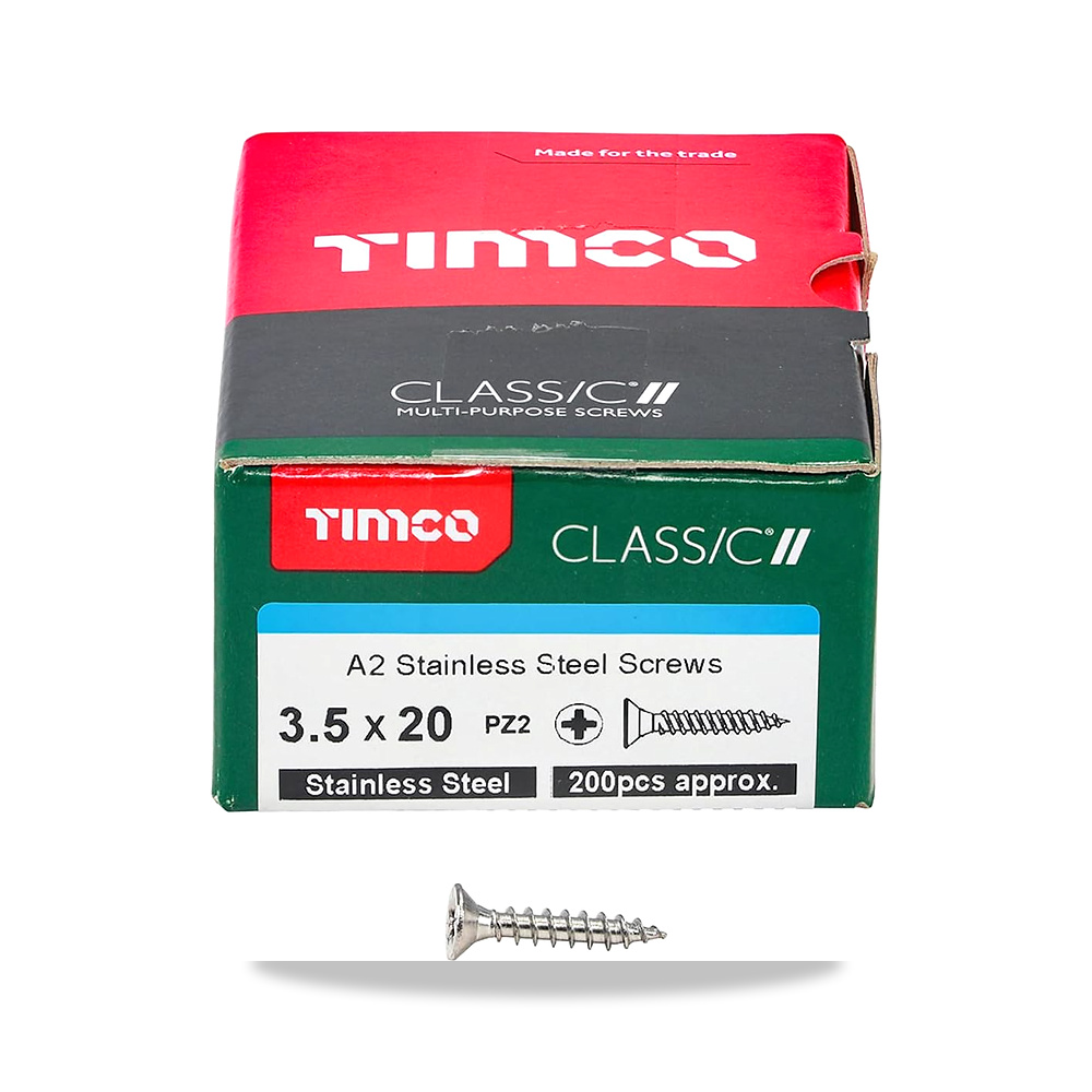 صورة منتج برغي كلاسيكي 35020CLASS PZ2 CSK 3.5 × 20 – A2 من الفولاذ المقاوم للصدأ (علبة من 200) TimCo - كود الصنف reemco-2027-1929538 - ماركة يباع من خلال reemco - توريد وتصوير حصري لشركة ريمكو القابضة السعودية