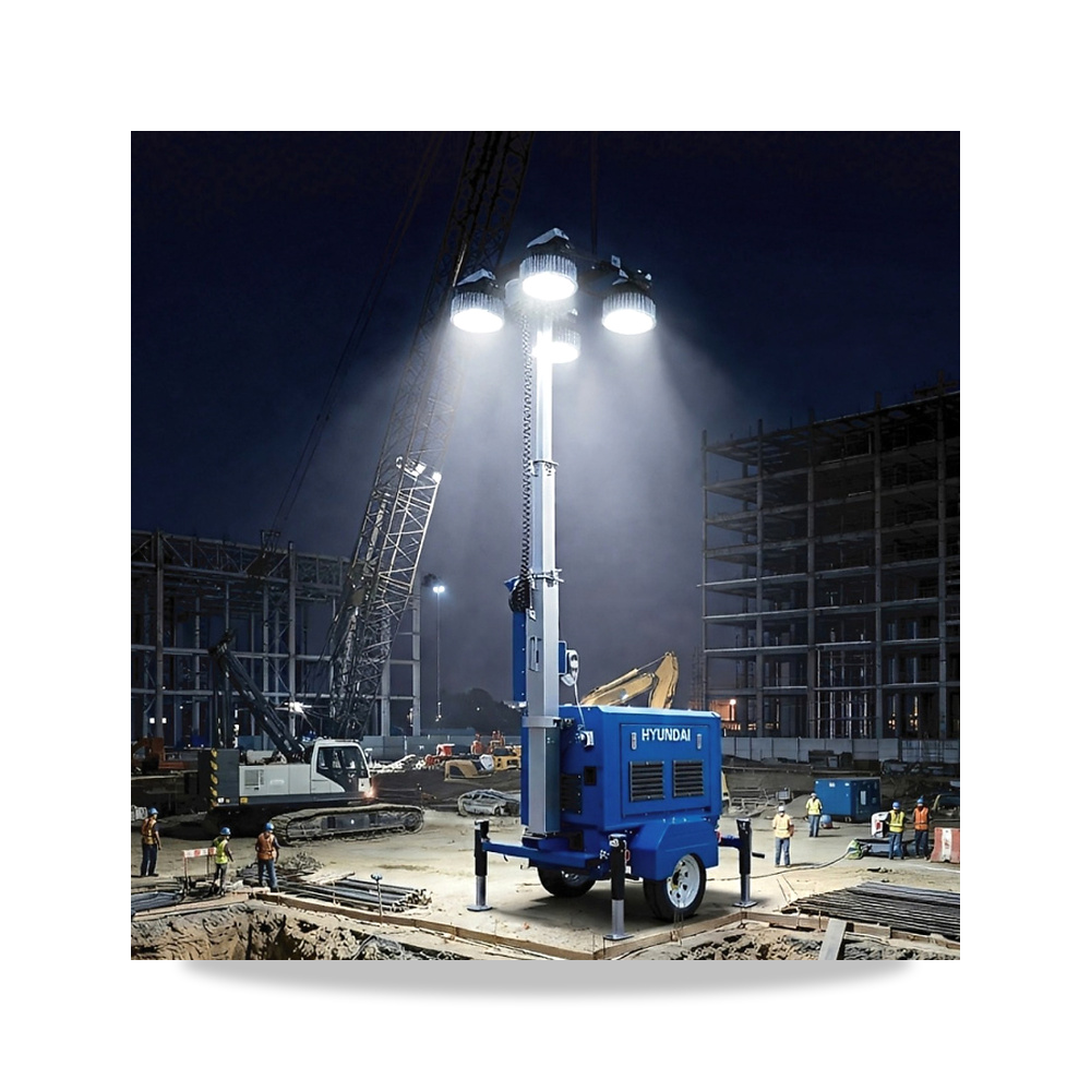 صورة منتج برج إنارة HTL8800 بأربعة كشافات LED قدرة 1000 واط مع محرك ديزل يانمار 530382058 هيونداي (Hyundai) - كود الصنف reemco-2027-1930603 - ماركة يباع من خلال reemco - توريد وتصوير حصري لشركة ريمكو القابضة السعودية