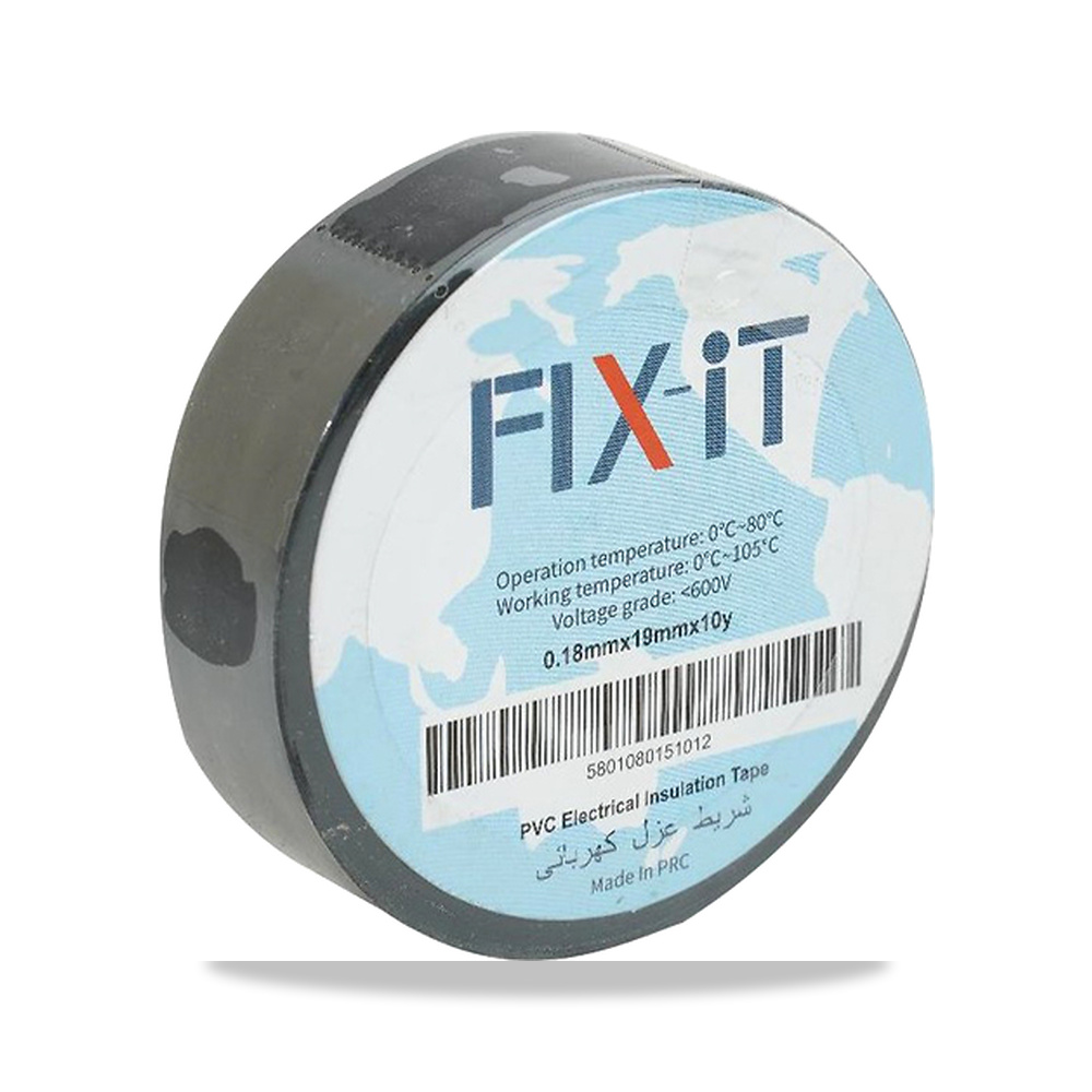 صورة منتج فيكس إت شريط كهربائى لاصق 0.13 مم × 19 مم 10 ياردة أسود – الصين fix-it – موديل 5801080094 - كود الصنف reemco-2027-1938978 - ماركة يباع من خلال reemco - توريد وتصوير حصري لشركة ريمكو القابضة السعودية