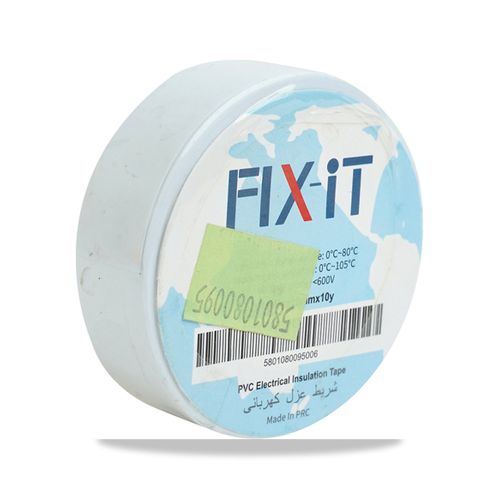 صورة منتج فيكس إت شريط كهربائى لاصق 0.13 مم × 19 مم 10 ياردة أبيض – الصين fix-it – موديل 5801080096 - كود الصنف reemco-2027-1938981 - ماركة يباع من خلال reemco - توريد وتصوير حصري لشركة ريمكو القابضة السعودية