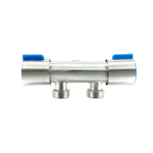 محبس زاوية مزدوج من ستانلس ستيل مقاس 1/2 بوصة لتوزيع مياه الأدوات الصحية