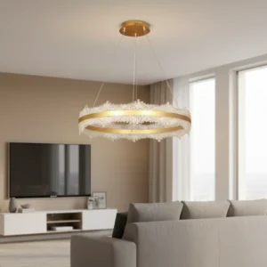 اقتراح 1: ثريا معلقة مودرن باللون الذهبي — 3 إضاءات، 115 واط، مقاس 800 مم