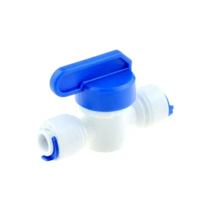 صمام كروي توصيل سريع لفلتر مياه مقاس 1/4 بوصة — أبيض وأزرق