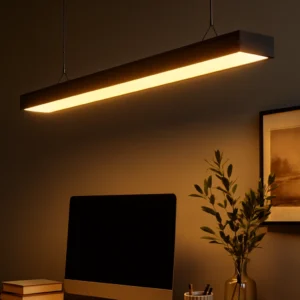 اقتراح 1: كشاف بنل مكتبي معلق/سطحي بغطاء أسود، ضوء أصفر، 60 واط، طول 120 سم