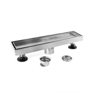 مصفاة بلاط مستطيلة 10×30 سم مزودة بمانع للروائح — كروم