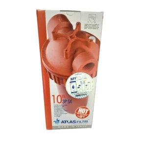 صياغة مقترحة (مُفضّلة): غطاء حافظة فلتر مياه أحمر 10 بوصة - أطلس فلتري بلس 3P SX للمياه الساخنة