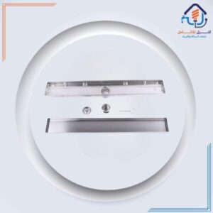 صفاية أرضية مستطيلة كروم مزوَّدة بمانع للروائح والحشرات — 10×50 سم