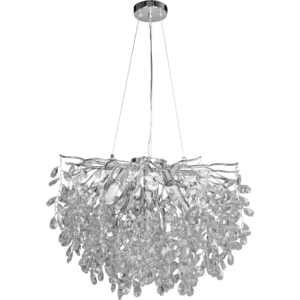 نجف مودرن فضي مع زجاج شفاف — 10 لمبات E14