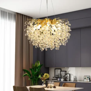 نجف مودرن ذهبي بلمسات شفافة، 10 لمبات E14، قطر 600 مم