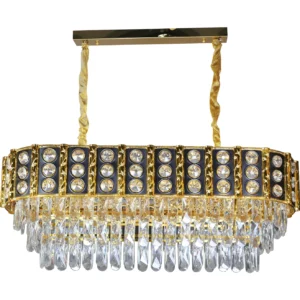 ثريا معلقة مودرن ذهبية 10 لمبات (E14) — مقاس 800×300 ملم