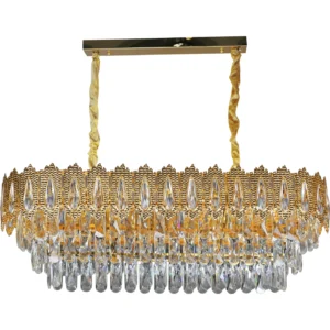 ثريا معلقة مودرن ذهبية بــ10 مقابس E14 — مقاس 800×300 مم