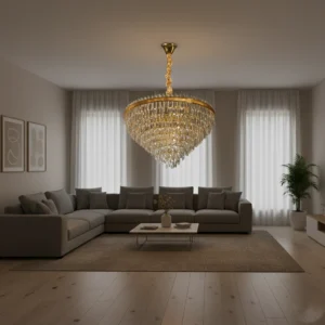 نجف مودرن ذهبي بقطر 100 سم مع 22 لمبة E14