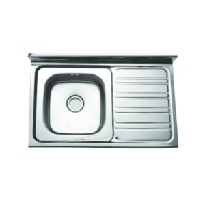 حوض مطبخ ستانلس ستيل كوري بصفاية جانبية (يمين) — 100×55 سم