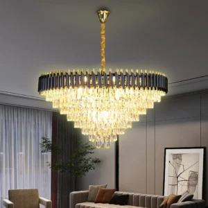 نجف مودرن أسود وذهبي بطول 100 سم لمصابيح E14