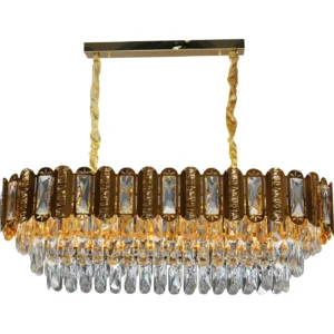 ثريا معلقة مودرن ذهبية مقاس 1000×350 ملم مع 14 قاعدة E14