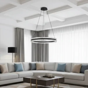 نجف مودرن أسود بثلاث إضاءات، 105 واط، قطر 800 مم