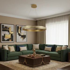 نجف مودرن ذهبي ثلاثي الإضاءة — 115 واط، قطر 80 سم