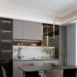 Modern gold triple chandelier with 12W power and yellow light