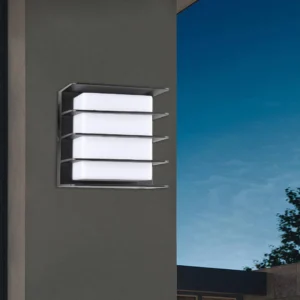 أبليك جداري خارجي أسود بإضاءة صفراء 12 واط