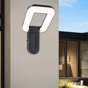 أبليك جداري خارجي أسود بإضاءة صفراء 12 واط