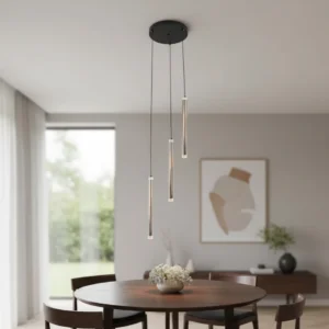 Modern black chandelier with three lights - 12W yellow light
