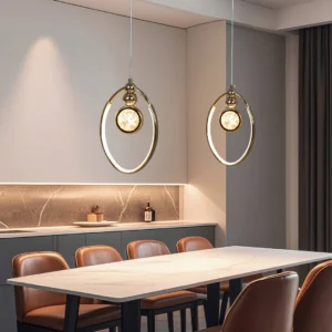 مصباح معلق مودرن ذهبي — ثلاث درجات إضاءة، 12 واط