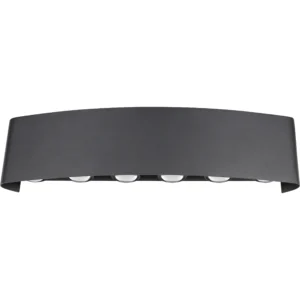 مصباح جداري لبوابة خارجية أسود - 12 مصباح LED بإضاءة صفراء