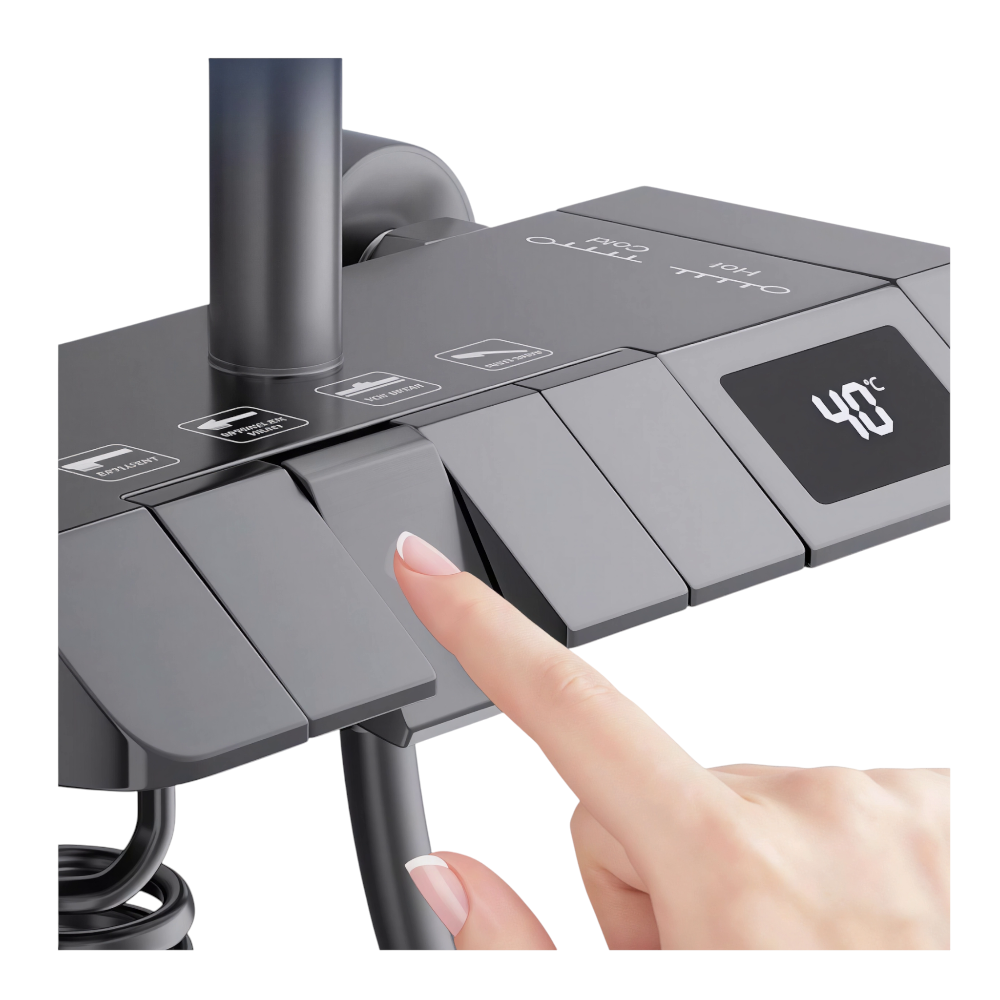 120cm Square Shower Rail – Luxury Matte Black Shower Accessories with Handheld Shower Head