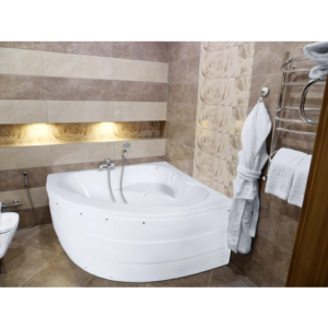 حوض استحمام زاوي يونكس 120×120 سم — أبيض (اتجاه اليمين)