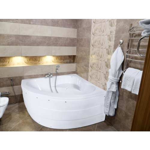 حوض استحمام زاوي يونكس 120×120 سم — أبيض (اتجاه اليمين)