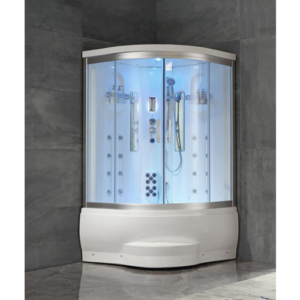 كابينة استحمام بخارية مع جاكوزي - وحدة زاوية 120×120 سم - أبيض