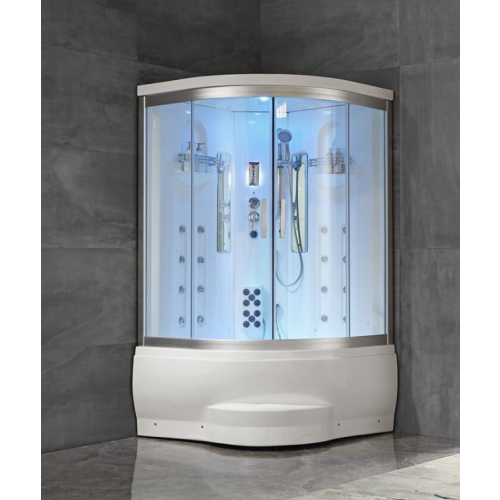 كابينة استحمام بخارية مع جاكوزي - وحدة زاوية 120×120 سم - أبيض