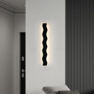 أبليك جداري مودرن أسود بطول 120 سم بإضاءة صفراء