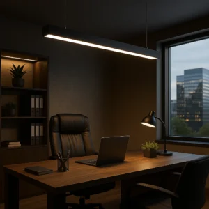 كشاف بنل مكتبي معلق/سطحي 120 سم، 30 واط، غطاء أسود، إضاءة صفراء