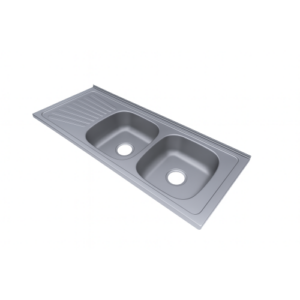 حوض مطبخ ستانلس ستيل مزدوج مع صينية تصريف - التقنية - 120×50 سم