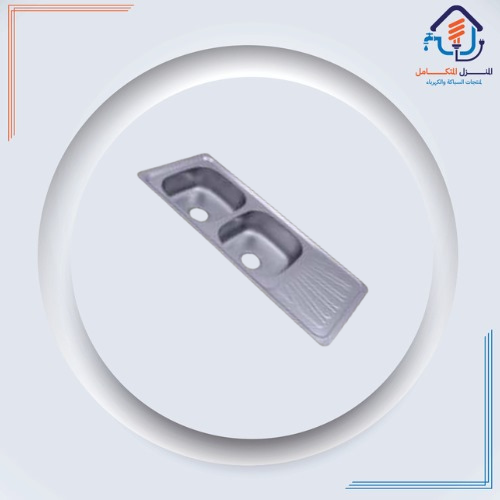 حوض مطبخ ستانلس ستيل مزدوج للتثبيت على الرخام 120×50 سم — التقنية الوطنية