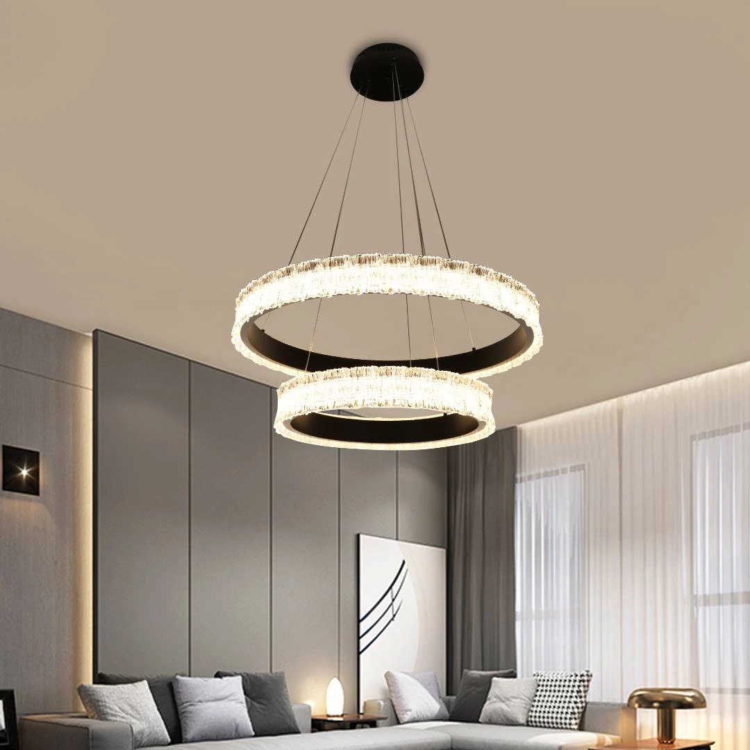 نجف مودرن أسود بثلاث إضاءات 125 واط مقاس 40+60 ملم