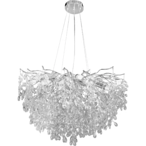 نجف مودرن فضي مع أجزاء شفافة — 13 لمبة E14