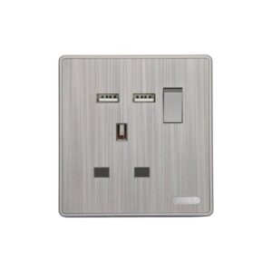 فيشة 13 أمبير LUXIFY بمنفذ USB — فضي مطوّر