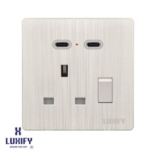 فيشة 13 أمبير مع منفذين Type‑C — بيانو LUXIFY (لؤلؤي)